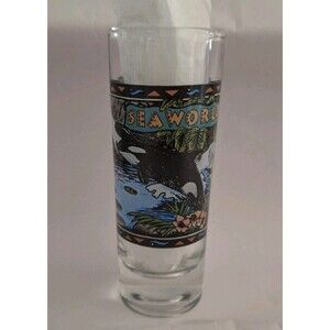 Collectible VTG Sea World Orka Dolphin Tall Shot Glass Souvenir Rare Orlando Fl